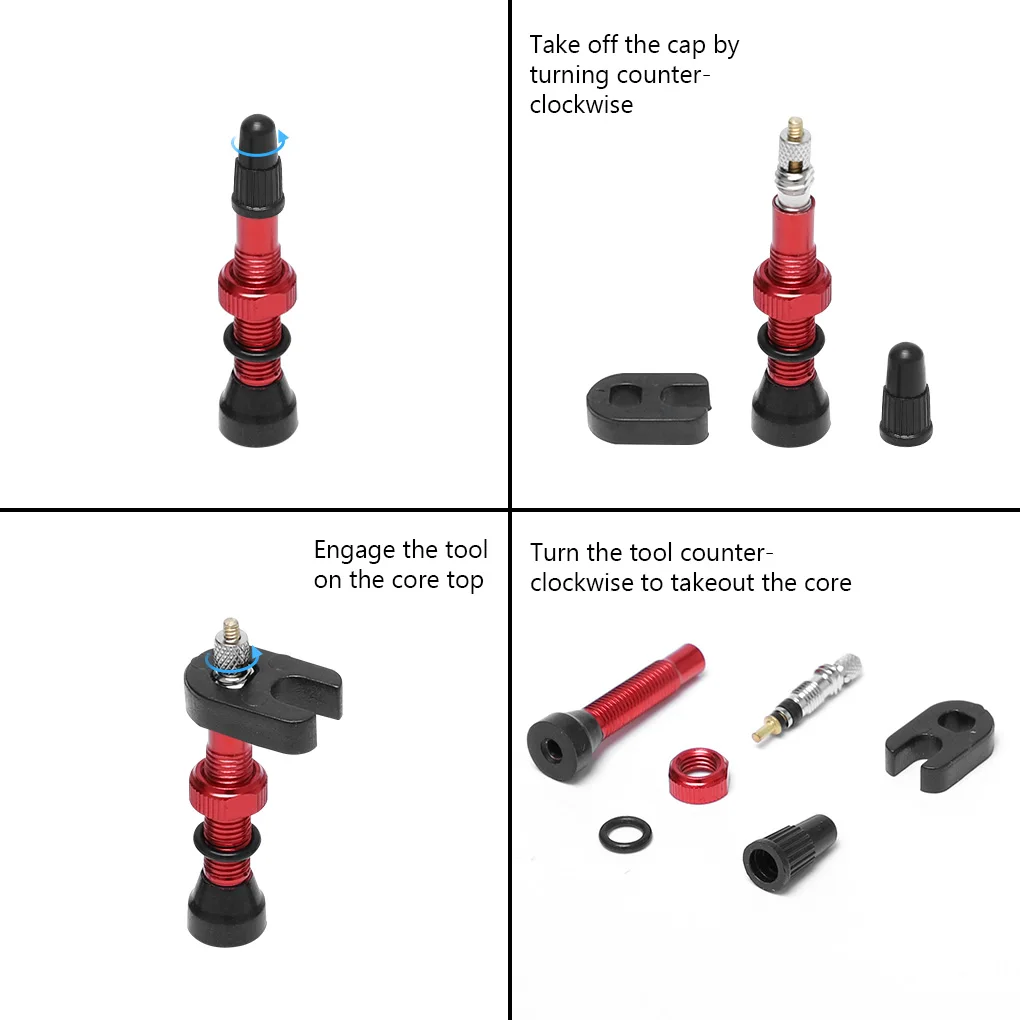 

2 Pcs/set Bike Tire Air Valve Bike Tubeless Wheel Valve Kit Copper Core Alloy Stem Rubber Base