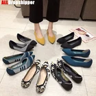 Новая цветная повседневная женская мягкая обувь; Дышащая вязаная обувь с острым носком; Женская обувь на плоской подошве; Тонкие балетки; Удобные туфли для беременных