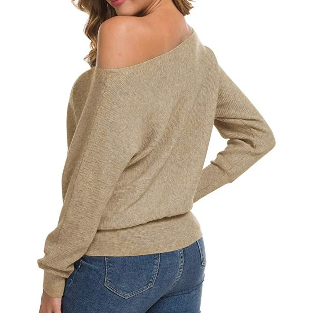 Женская однотонная блузка с открытыми плечами Повседневная зимняя Свободная