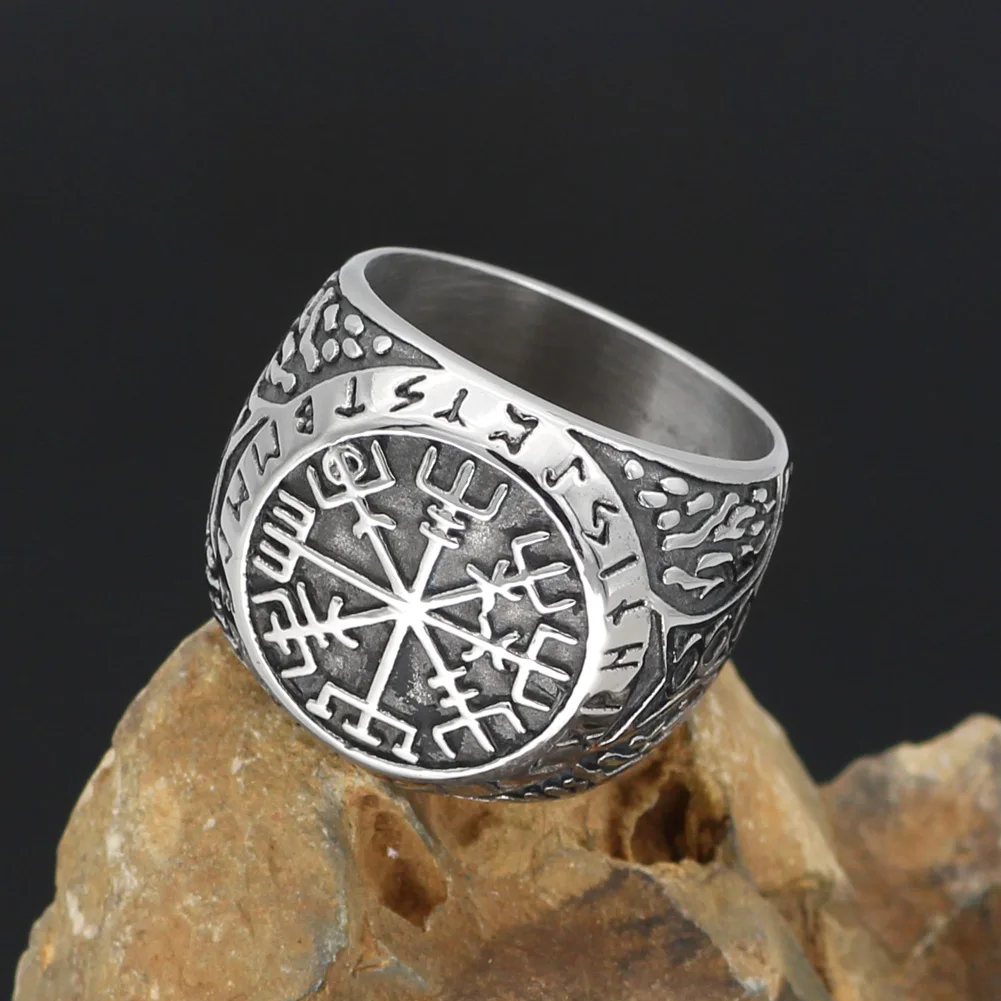 Скандинавский Викинг mjolnir valknut vegvisir Рунический амулет кольцо из нержавеющей