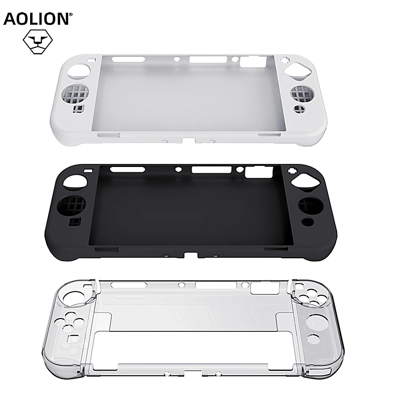 

Soft Silicone Protective Cover Rubber Case Cover With Grip Card Slot For Nintendo Switch OLED Host Accessories