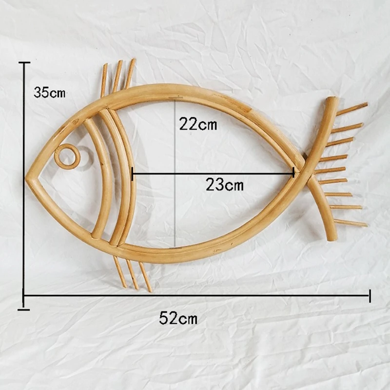 

Rattan Innovative Art Decoration Fish Shape Makeup Mirror Dressing Wall Hanging