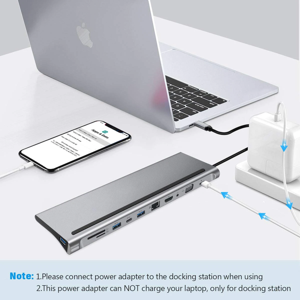 

Laptop Docking Stations Cable Hub 11 in 1 Type-c to Dual HDMI/VGA/USB 3.0 Hub/PD/RJ/Micro-SD/TF Card Dock Adapter up to 87W