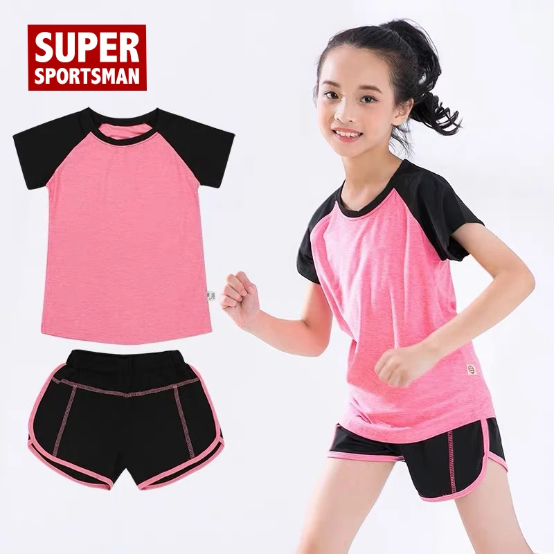 Детская футболка для фитнеса шорты спортзала спортивные женские топы девочек