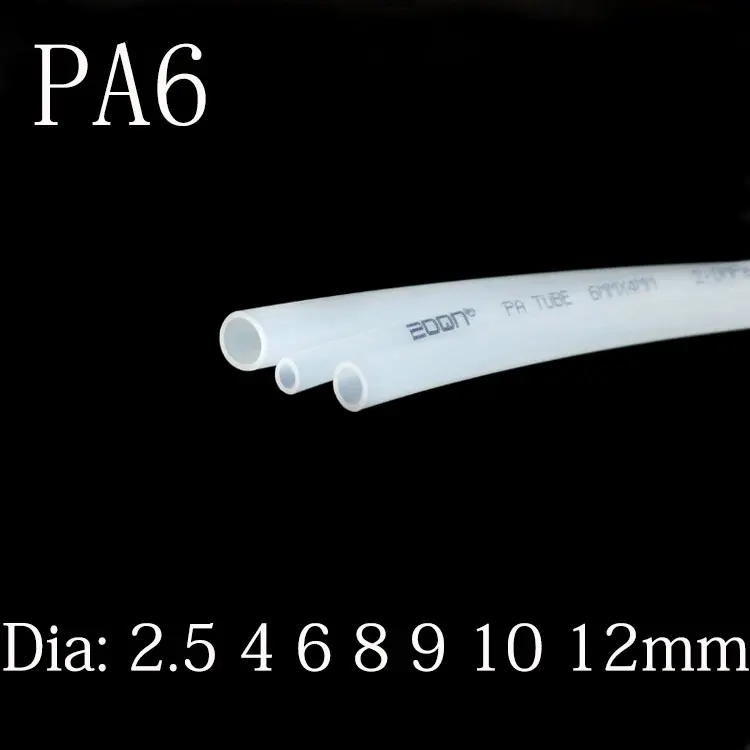 

10M High Pressure PA6 Nylon Tube Diameter 2.5 4 6 8 10 12mm Pneumatic Air Compressor Smooth Rigid Polyamide Oil Pipe Clear Black