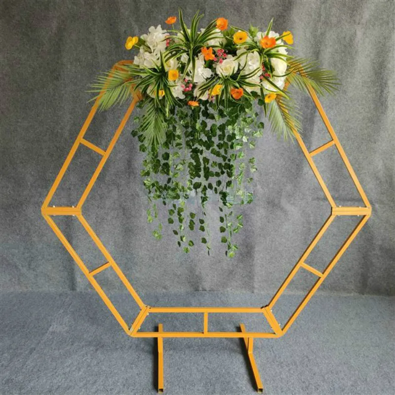 

Hexagon Wedding arch backdrop pergola balloon arch metal flower arch home decor party stage flower arch decoration