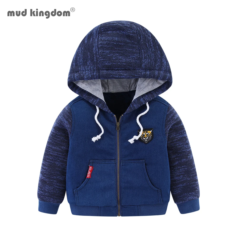Mudkingdom Winter Jackets for Boy Children's Clothing Hooded Fur Lined Warm Outerwear Windbreaker Kids Coats Toddler Clothes