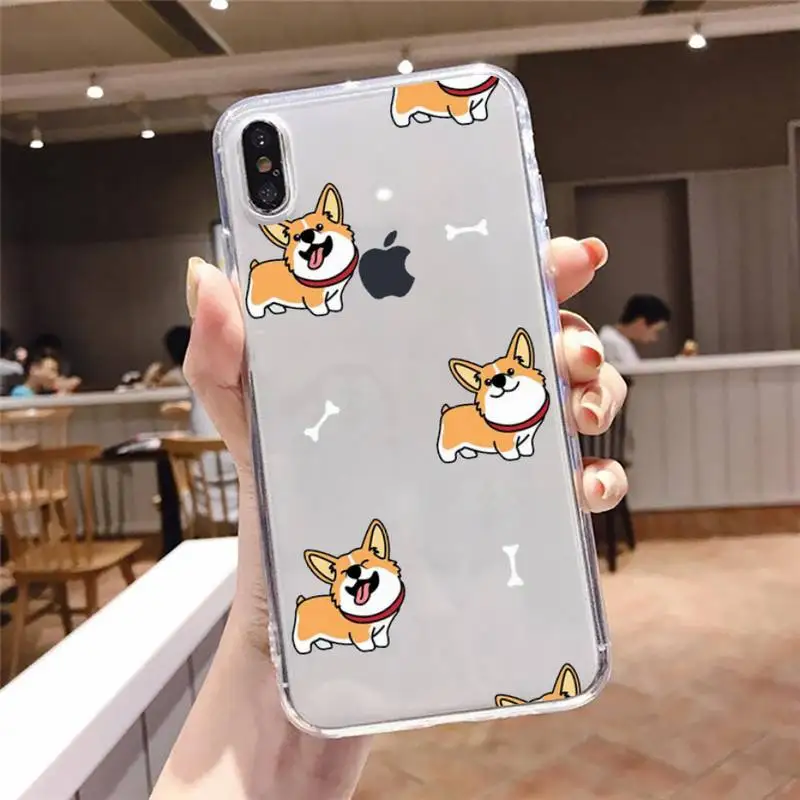 

Cute cartoon animal Corgi dog Phone Case Transparent soft For iphone 5 5s 5c se 6 6s 7 8 11 12 plus mini x xs xr pro max