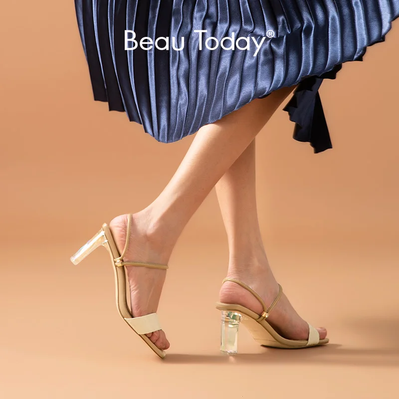 Шлепанцы BeauToday женские из лакированной кожи летние туфли на высоком каблуке