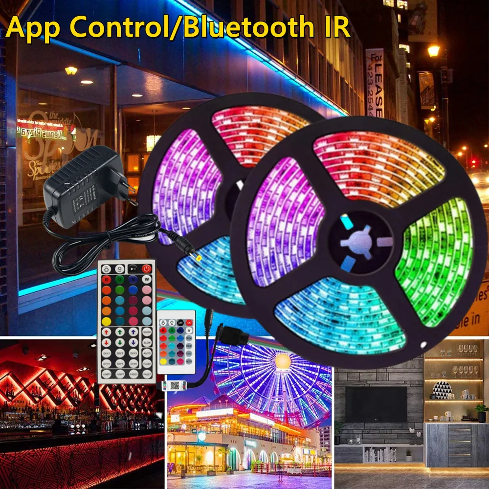 

Led tape waterproof led strip 12v 5050 fairy lights bedroom TV rgb backlight led lights for room Kitchen Bluetooth App IR remote