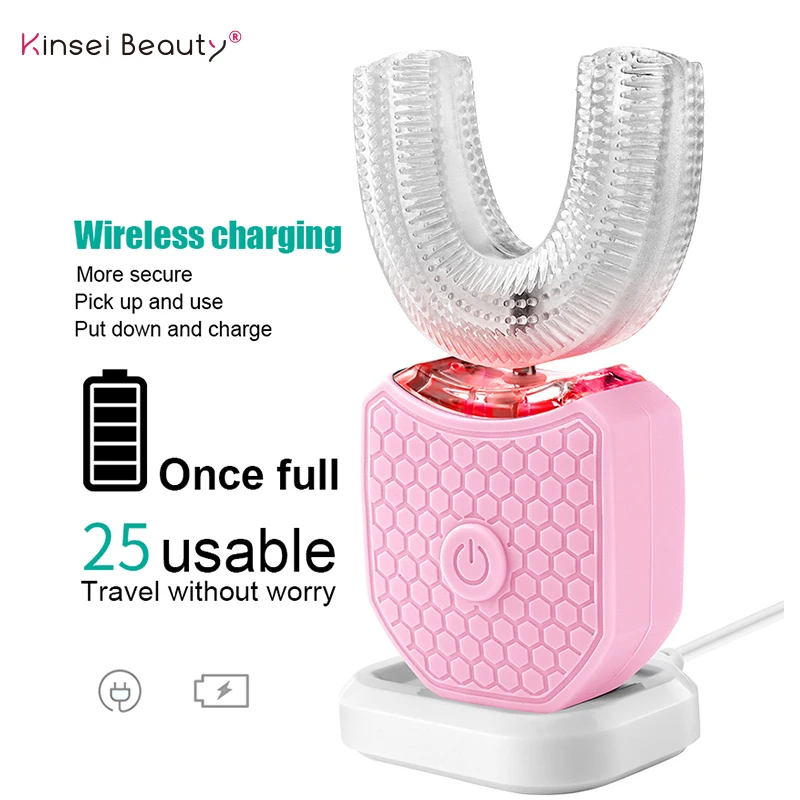 Ультразвуковая электрическая зубная щетка U образной формы с синим светом