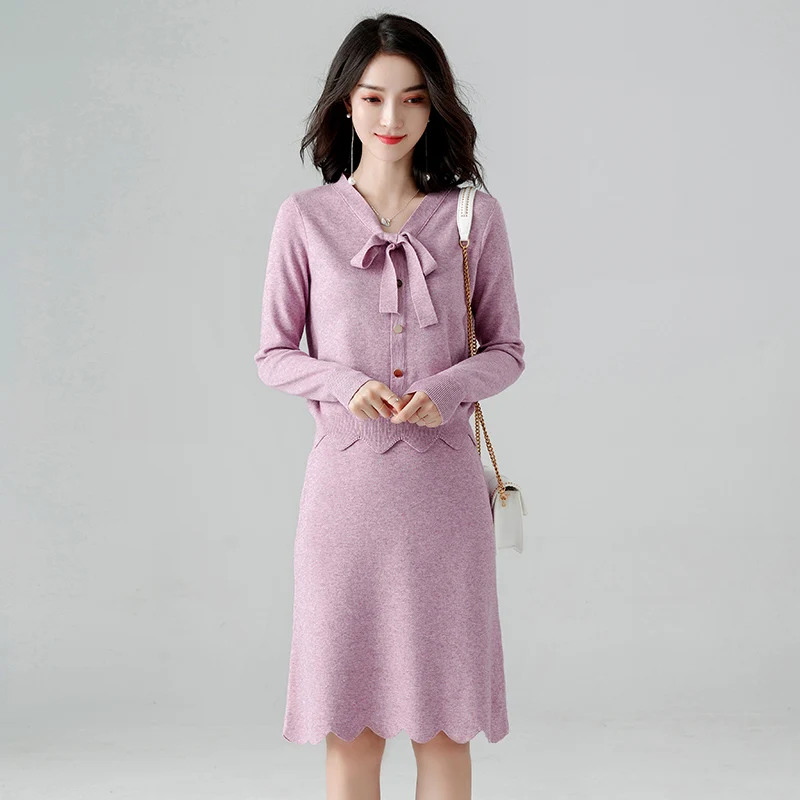 Женский комплект из 2 предметов осенне зимний модный свитер комплекты с короткой