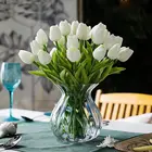 Искусственные тюльпаны 10 шт., свадебное украшение, цветы для хранения, искусственные цветы с одним стержнем, на ощупь