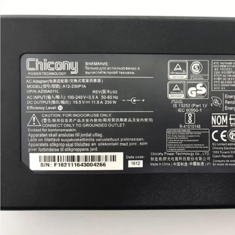 Оригинальные Chicony A12-230P1A 19 5 V 11.8A 230W A17-230P1A A230A012L адаптер переменного тока для MSI GS75