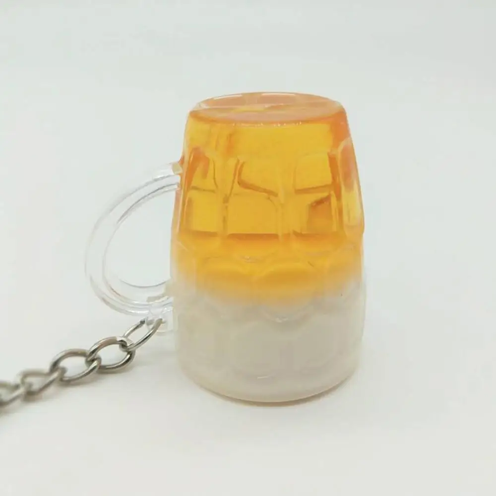 

Simulation MINI Beer Cups Keychain For Men Bar Opening Souvenir Car Keyring Acrylic Pendant