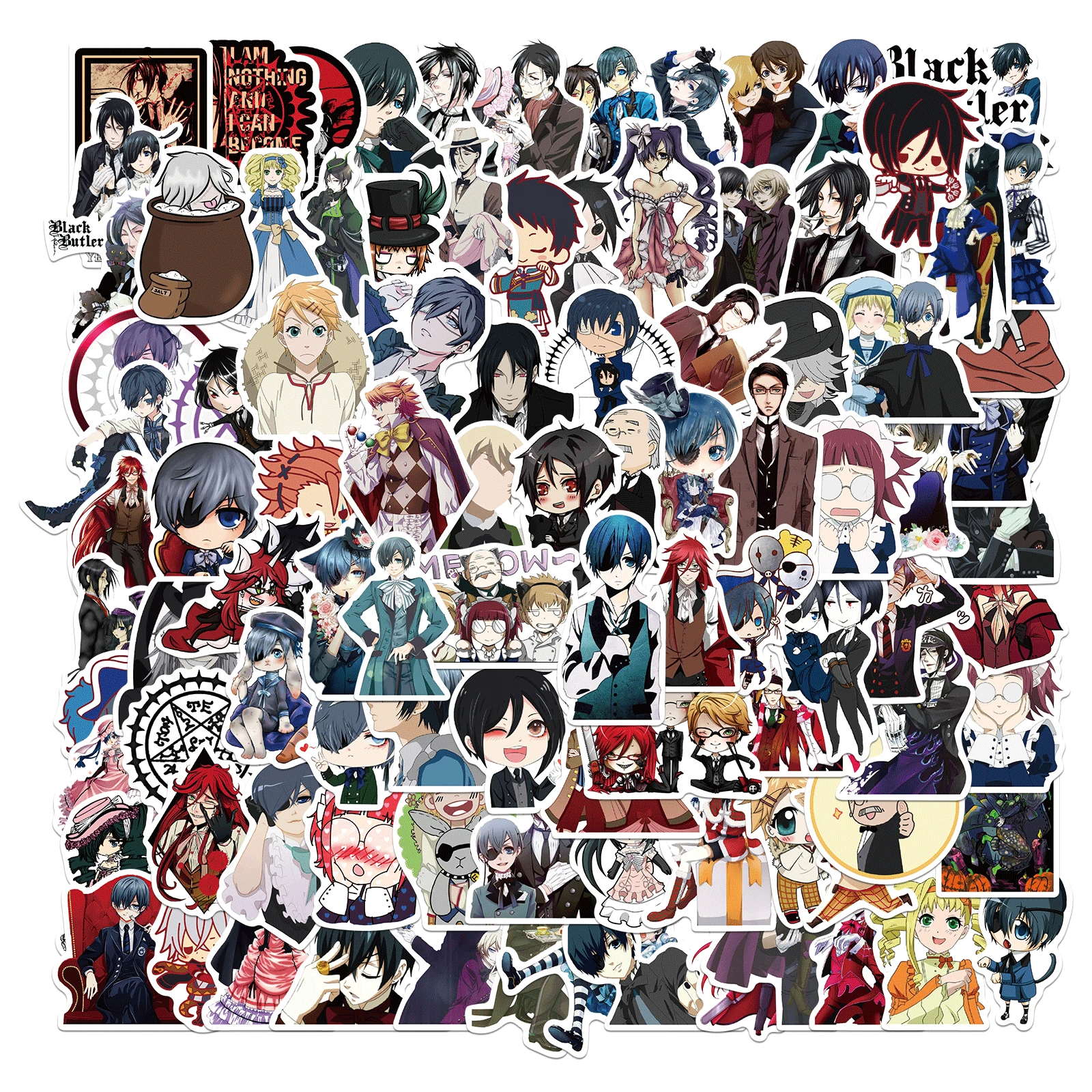 

10/50/100PCS Black Butler Sticker Pack for Children Gift Cartoon Anime Stickers To Stationery Laptop Suitcase Guitar Decals