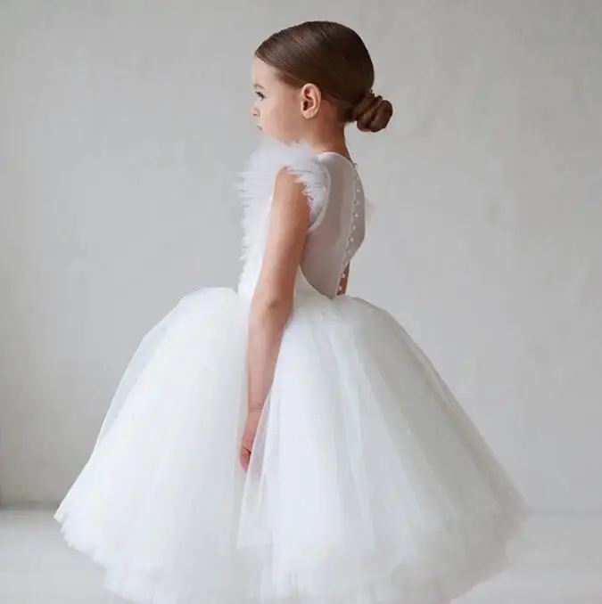 Retail New Baby Girls White Party Mesh Dress Princess Kids Sweet Clothing 2-7T | Детская одежда и обувь