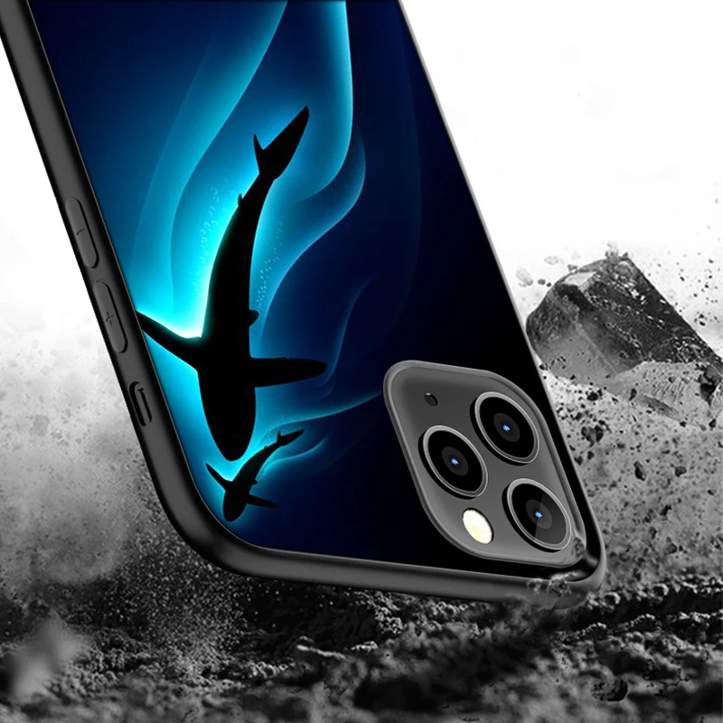 

Whale Dolphin Case for IPhone 12 Pro Max Case for IPhone 11 12 Pro XR XS Max Mini 7 X 8 6 6S Plus 5 5S SE 2020 Black Silicone