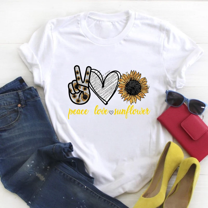 

T-shirt Ladies 2021 Fashion Retro Love Flower Female Tee Tops Female Tshirts Graphic streetwear Tee shirt femme Plus Size XXXL