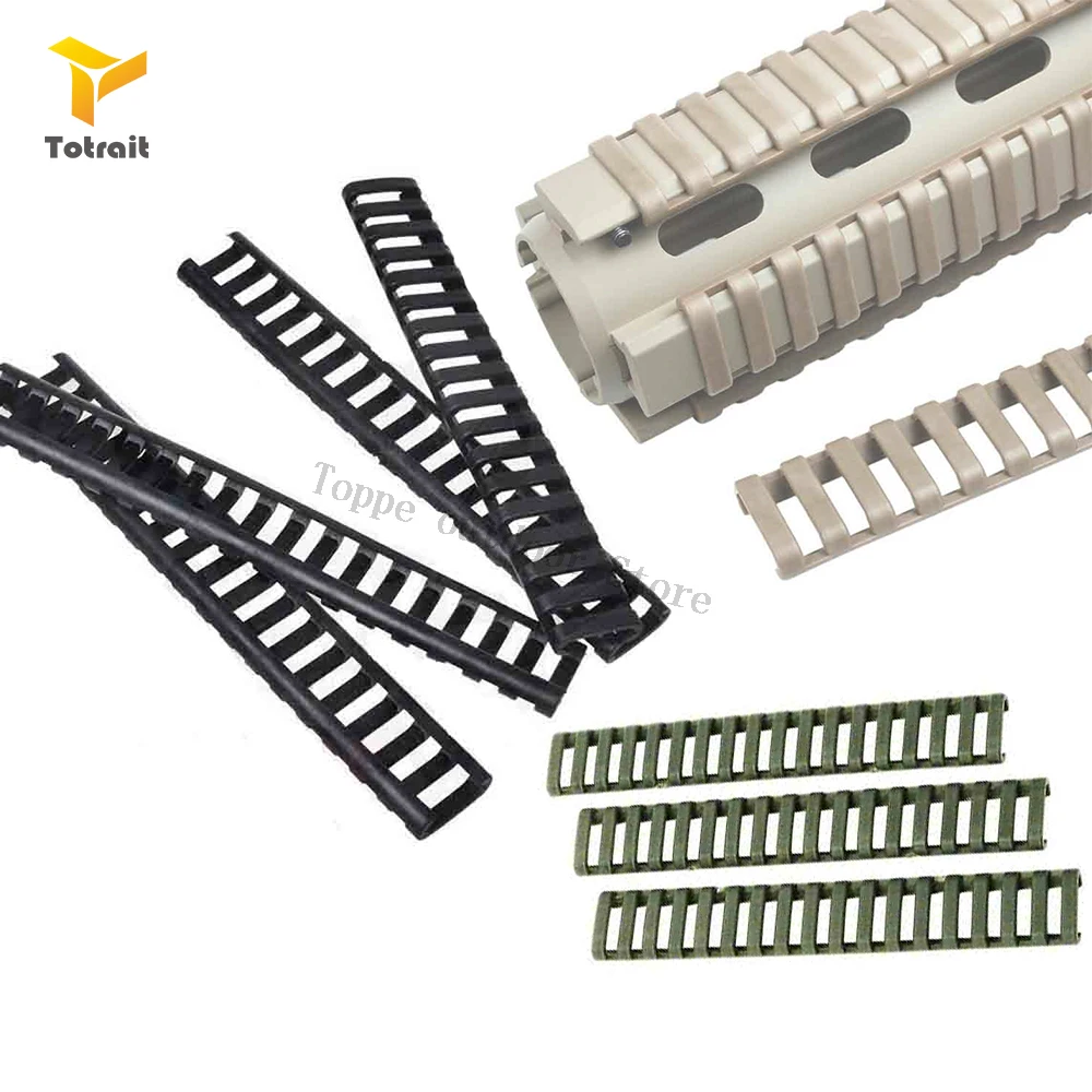 

TOtrait 4pcs Rail Cover Plastic Fish Bone Ladder Shape 3 Color Rifle Handguard Heat Resistant Ladder Rubber Picatinny Rail Cover