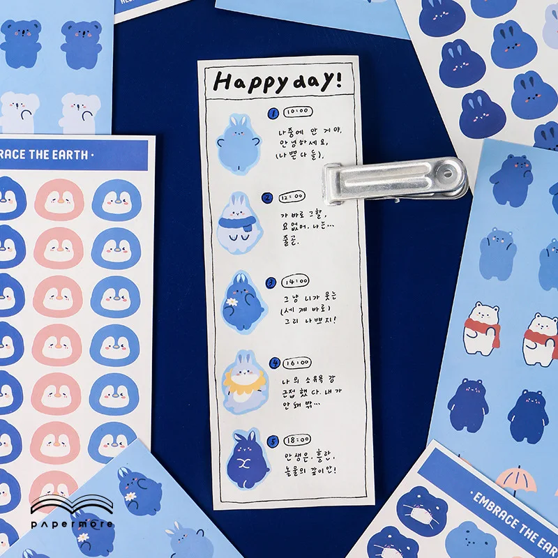 2 листа наклейки в виде милых мультяшных пингвина коала медведя