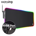 Большой игровой коврик для мыши VicTsing PC342 RGB, 4 USB-порта, 16 режимов освещения, 3 яркости, очень Расширенный мягкий светодиодный коврик для мыши, коврик для мыши