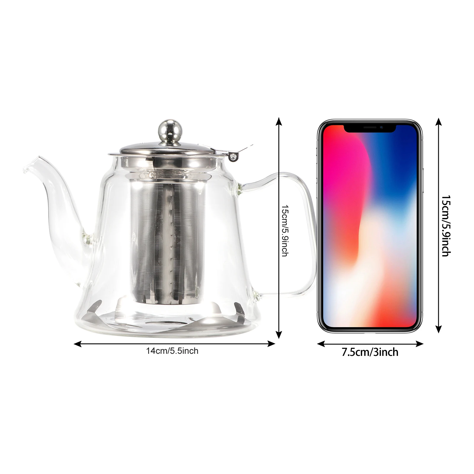 

Borosilicate Glass Teapot 1200ML Glass Teapot Transparent High Temperature Resistant Tea Maker with Tea Residue Infuser Filter