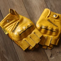 professional motorcycle gloves cycling mtb road yellow top layer cowhide half finger gloves men women shooting breathable s2331