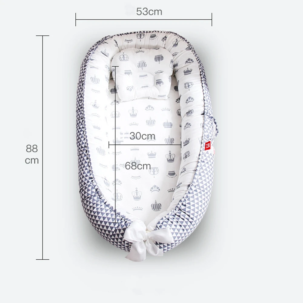 

85*50cm Baby Nest Bed Portable Crib Travel Bed Infant Cradle Baby Play Mat Nest Bassinet Bumper Soft Crib Newborn Bassinet Pad