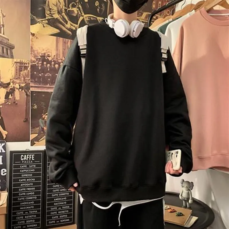 

Women Hoodies Sweatshirts Solid Color Casual Basic Loose Spring Autumn Fashion Simple High Quality O-neck Korean Style All-match