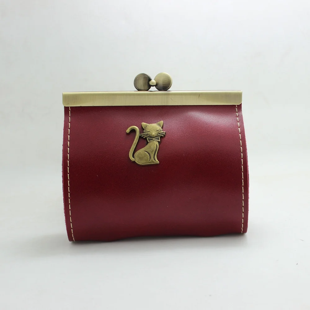 

Women Purses Leather Mini Vintage Wallet Key Coin Bag Cat Pattern Kids Purse Female Wallet Girls Small Soft Coin Pouch Clutch