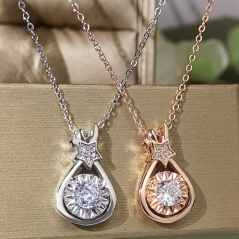 

New Temperament Sweet Women's Pendant Necklaces Two Metal Colors Modern Female Accessories Luxury Wedding Bands Neck Jewelry