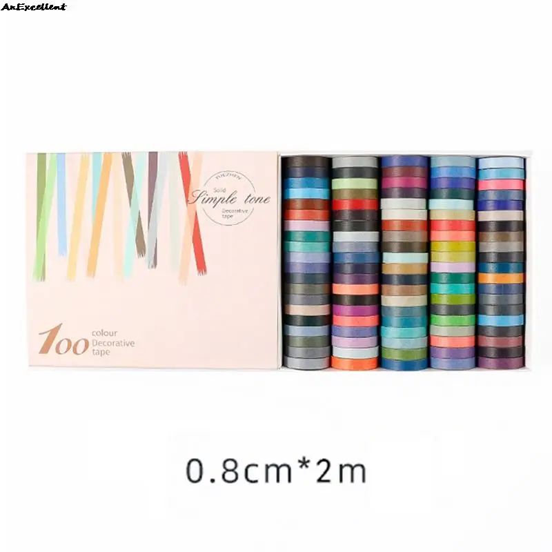

Scrapbook Diary Stationery 60Pcs/100pcs Rainbow Color Paper Solid Color Washi Tape Masking Tape Decorative Adhesive Sticker