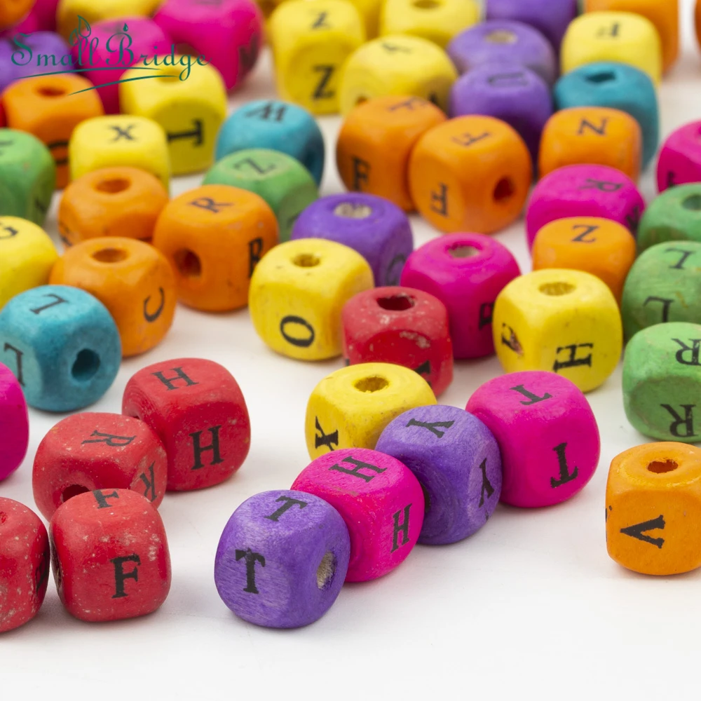 100 шт. квадратные деревянные бусины с буквами для изготовления ювелирных изделий