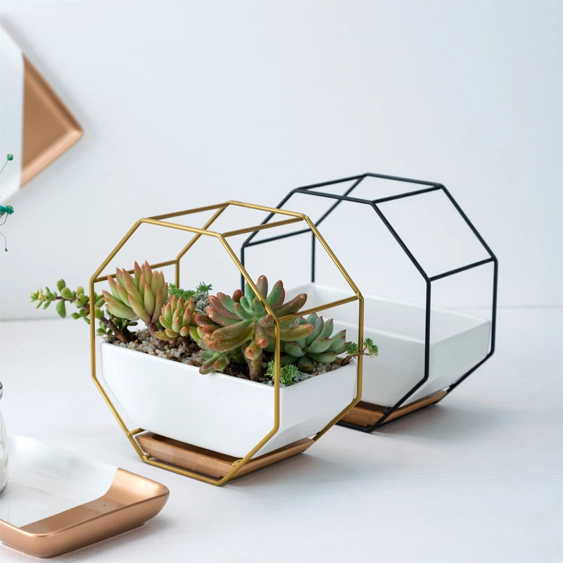 Настенный Настольный плантатор черный золотой подвесной Плантатор суккулентные