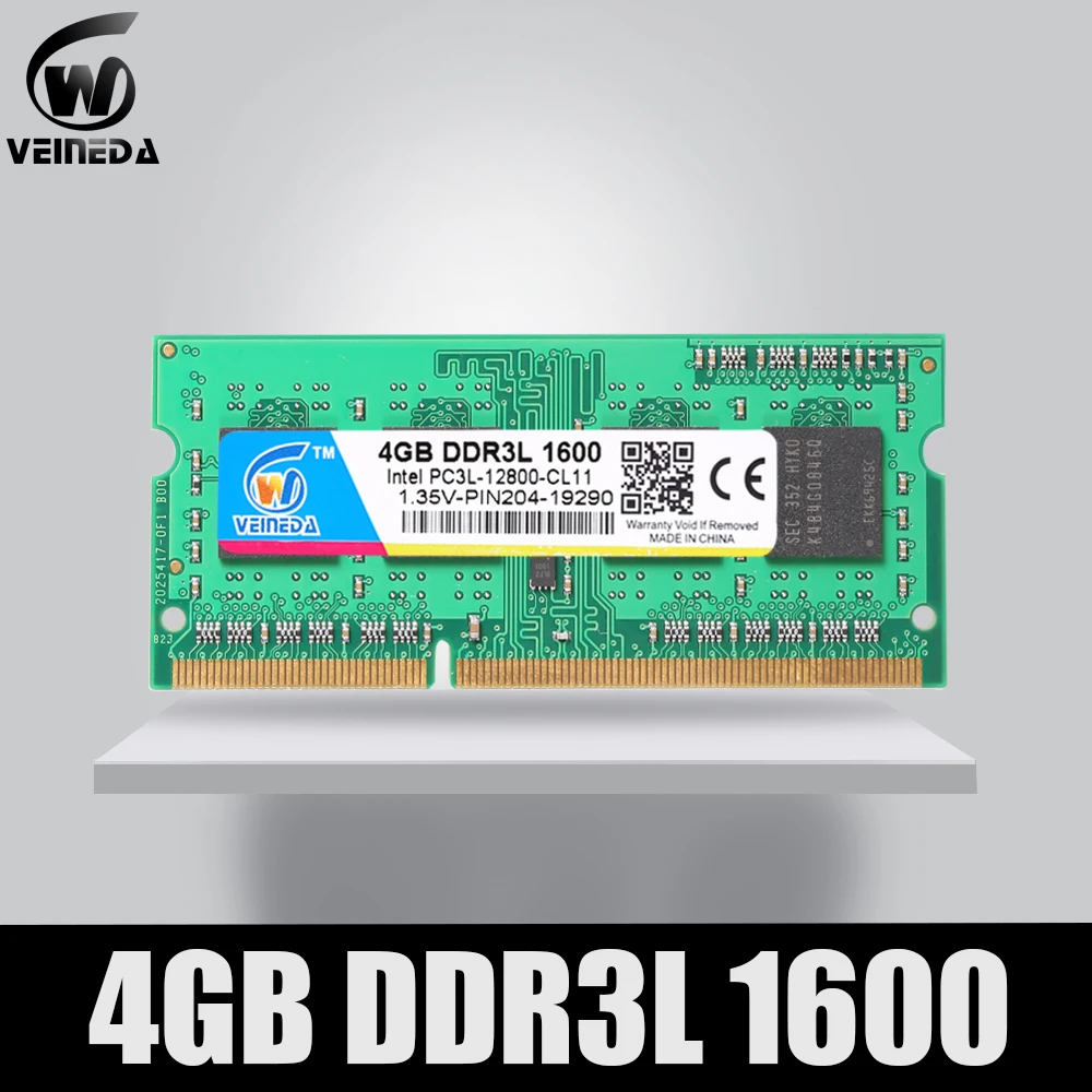 Compatível para Todos Veineda 1333 Mhz Sodimm Ram Ddr 3l 1600 Pc3-12800 204pin Intel Amd Ddr3 Placa-mãe Ddr3l 4 gb 8