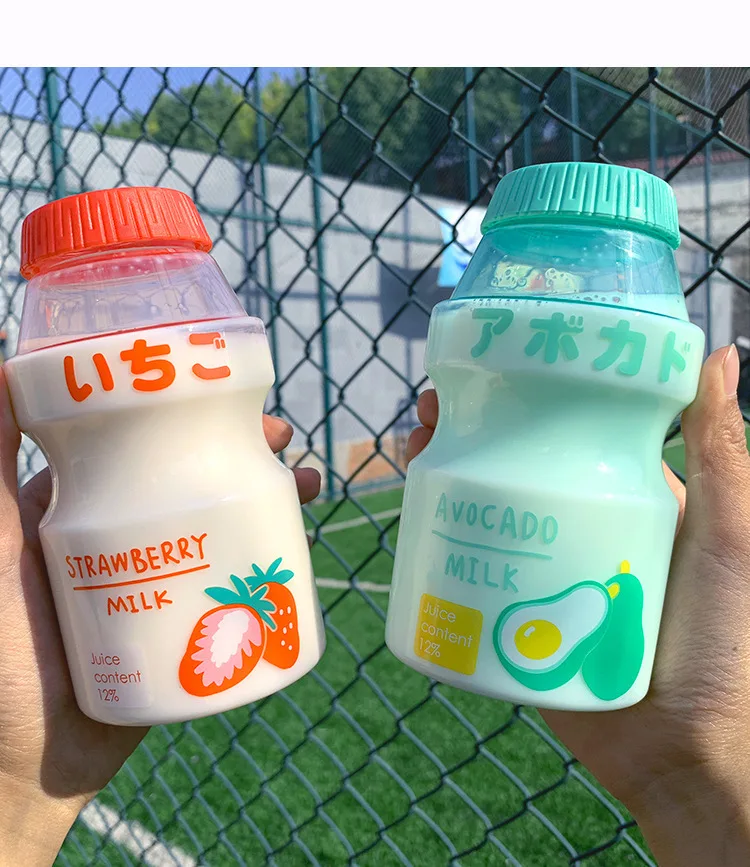 Прозрачная пластиковая бутылка для воды с фруктовым принтом бутылки