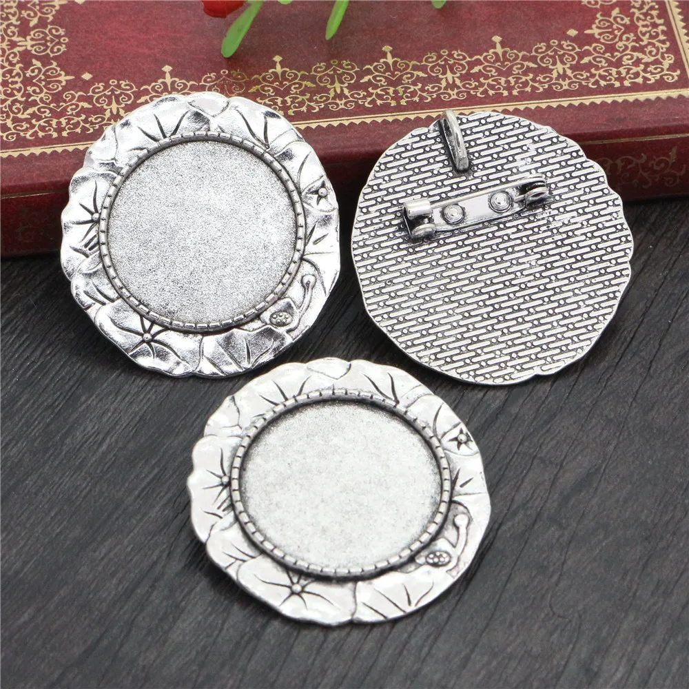 Новая мода 5 шт 25 мм Внутренний размер Античная Посеребренная бронзовая брошь