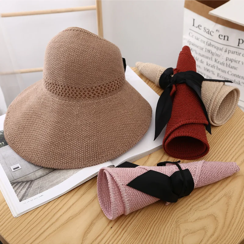 

Складная Для женщин шляпа от солнца с широкими полями пляжная соломенная шляпа летние кепки с козырьками Chapeau DM1084