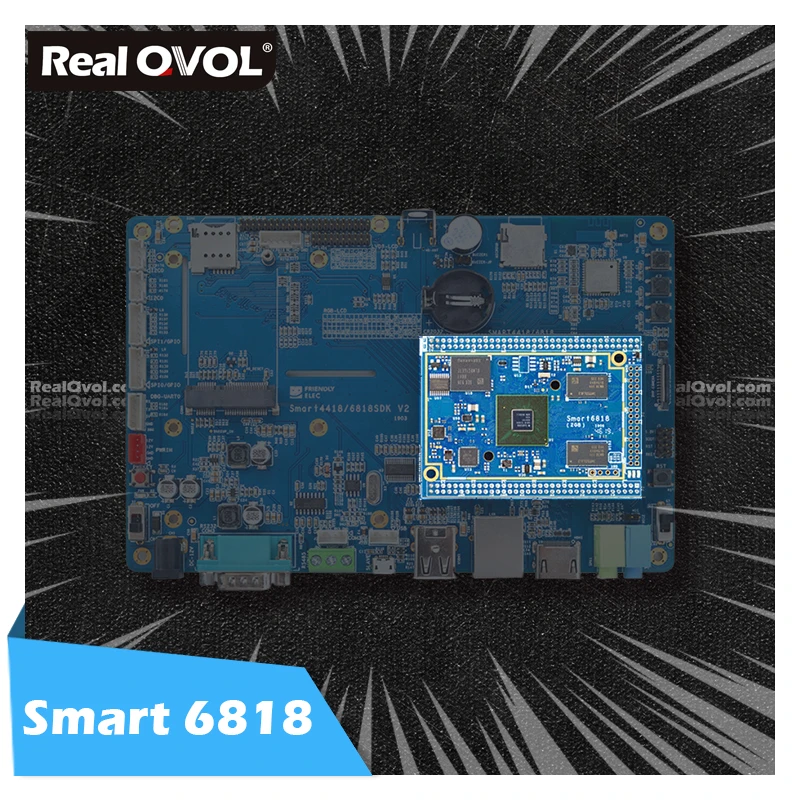 Плата RealQvol FriendlyELEC Smart6818 процессор S5P6818 Cortex-A53 2 Гб ОЗУ 8 ГБ/16 ГБ eMMC встроенный Гбит/с