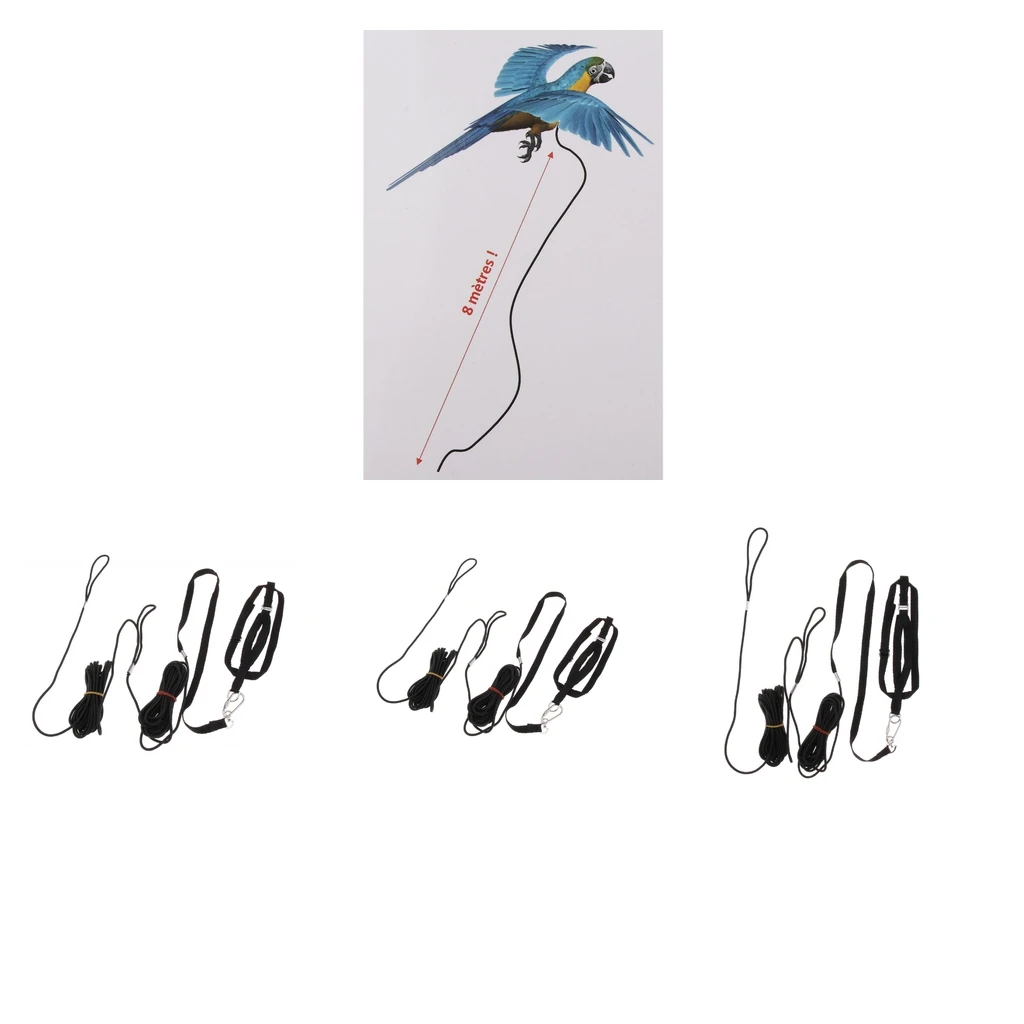 

3x Parrot Bird Leash Outdoor Adjustable Harness Training Rope For