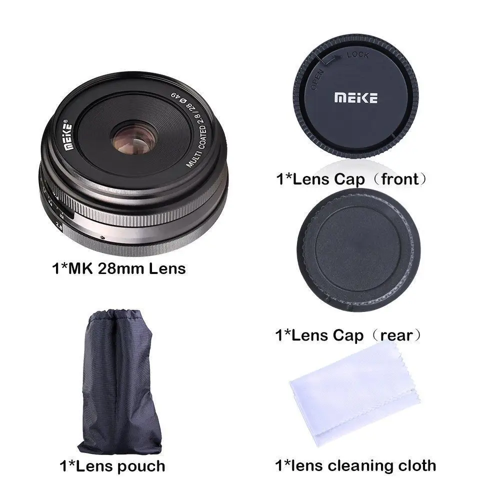 

Meike 28mm f2.8 Manual Focus Fixed Lens for Sony E Mount Cameras NEX 3 5 6 7 A5000 A5100 A6000 A6100 A6600 A6300+Free Gift