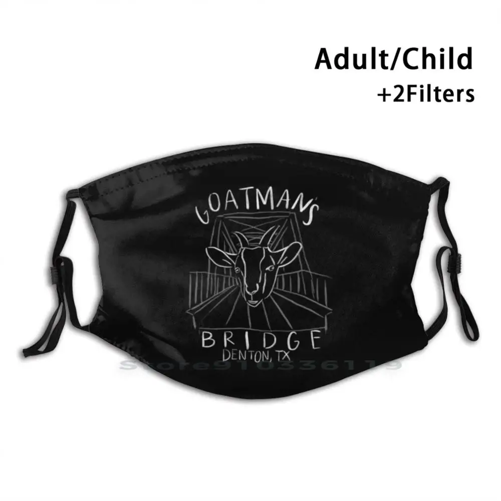 

Goatman'S Bridge Emblem - Black Reusable Mouth Face Mask With Filters Kids Goatman Goatmans Bridge Old Alton Bridge Denton
