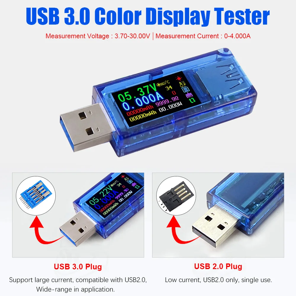 USB-тестер DIYFIX 3 0 HD цветной ЖК-дисплей вольтметр амперметр измеритель напряжения и