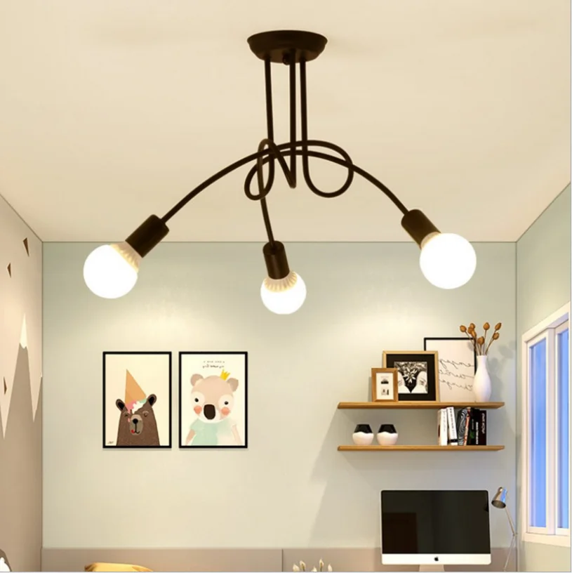 

Nordic/LED/E27 American style lamp living room simple modern household chandelier dining room bedroom wrought iron ceiling lamp