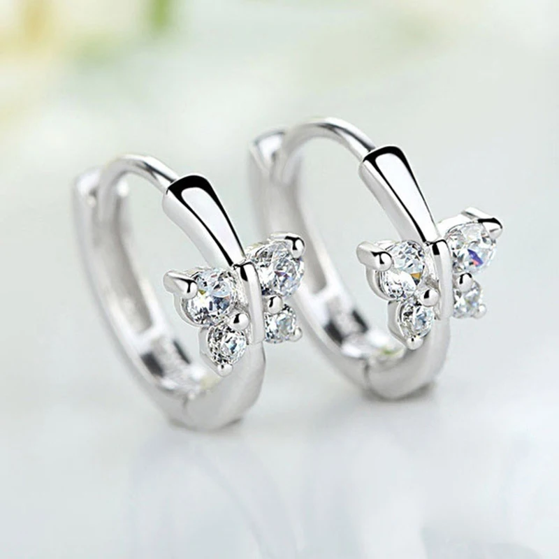 

Crystal Zircon Butterfly Hoop Earrings 2021 Trend for Women Hanging Earrings Bride Wedding Jewelry Accessories Gifts