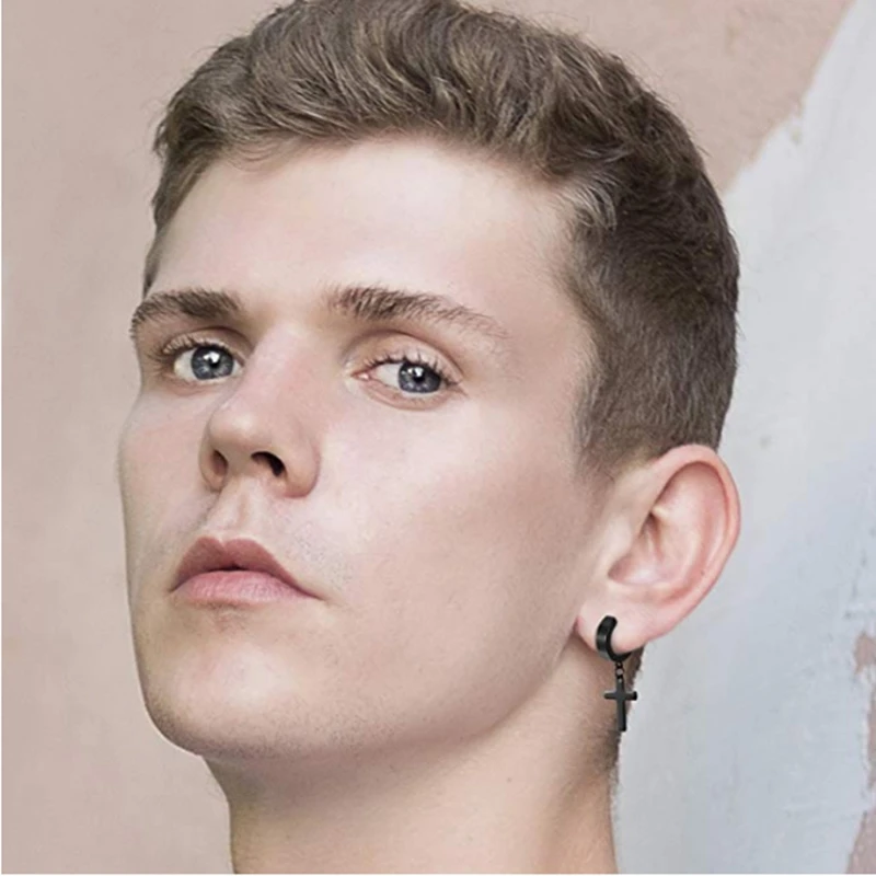 Унисекс крест серьги пирсинг ювелирные изделия подарок висячие кольца для