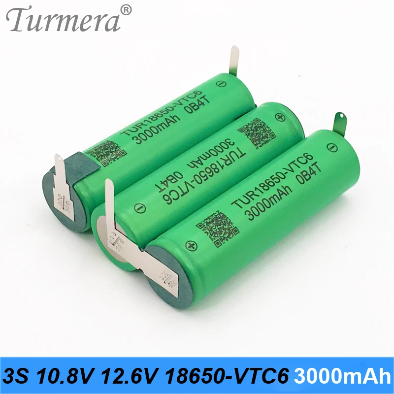 TUR18650VTC6 3000 мА/ч Батарея 30A 3S 12 6 V 10 8 VTC6 пакет для детей возрастом от 12V электрическая