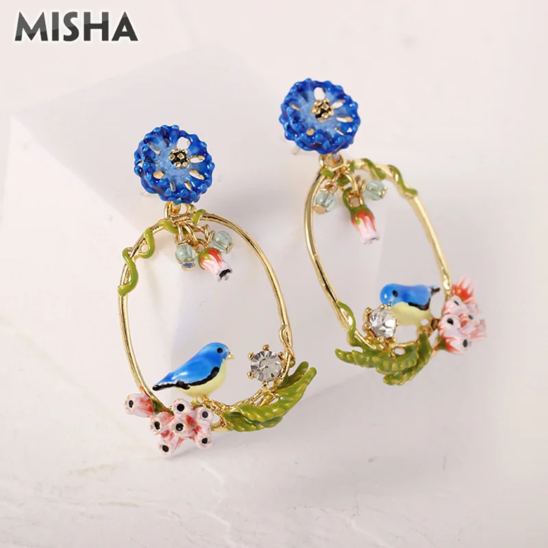MISHA модные серьги для женщин высококачественное глянцевое покрытие синие серьги для девочек ювелирные изделия для вечерние свадебные подарки L833