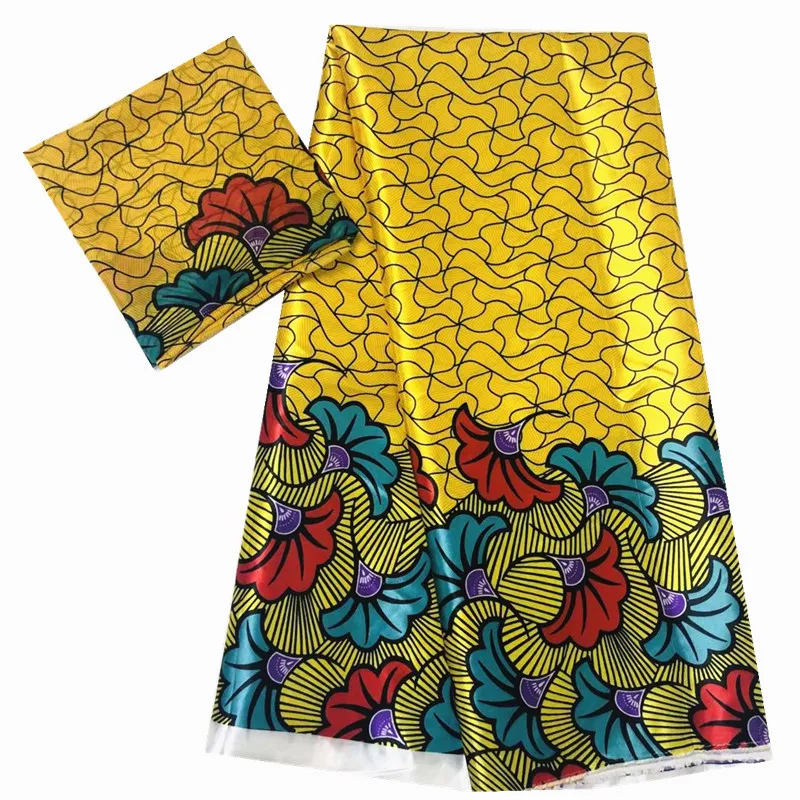 4 ярда audel ткань + 2 шифон имитация шелка цифровой печати Анкара Африканский Воск